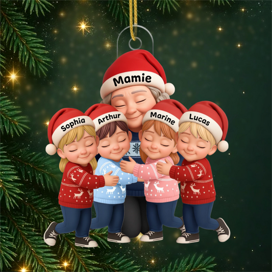 MamieCalineSesPetits Enfants_CadeauPersonnaliseOrnementEnAcryliquePourMamie_2