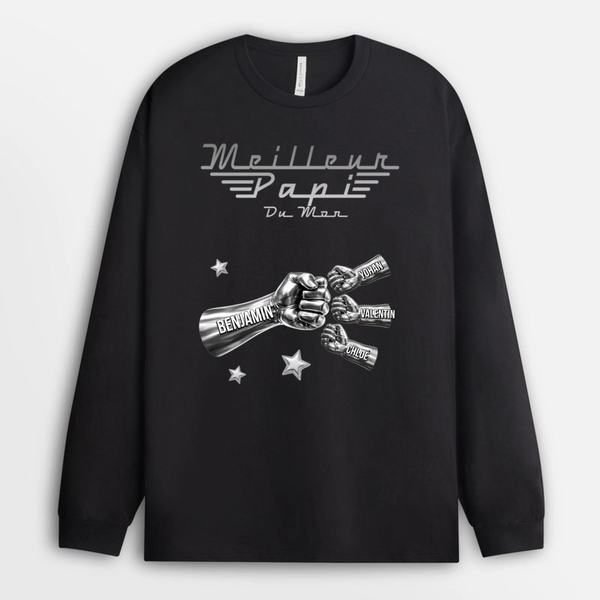 MeilleurPapaDuMonde CheckMetallique CadeauPersonnaliseT shirtPourPapa_2