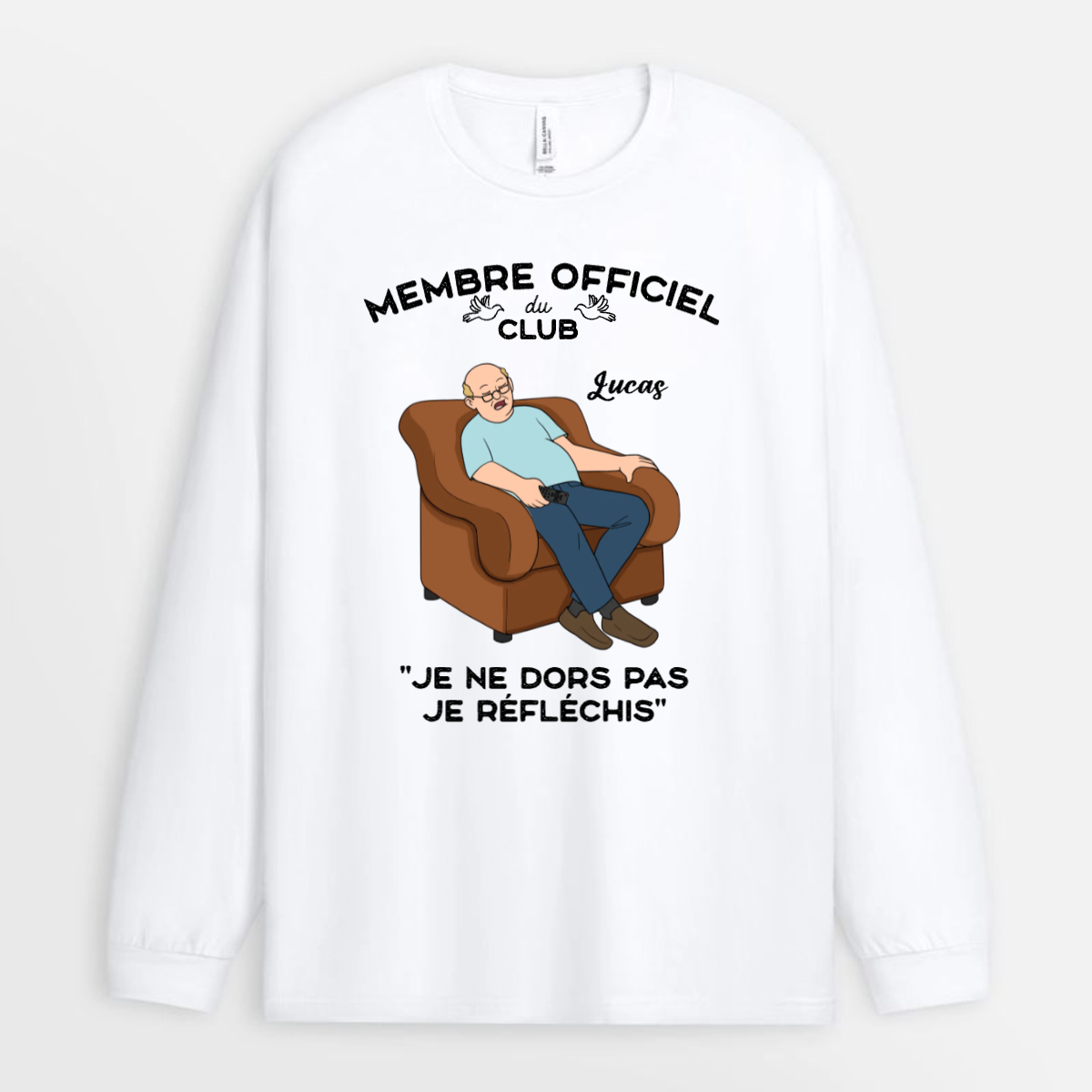 MembreDuClubJeNeDorsPas_JeReflechis CadeauFeteDesPeresHumour CadeauPersonnaliseT ShirtPourPapa_Papy_1