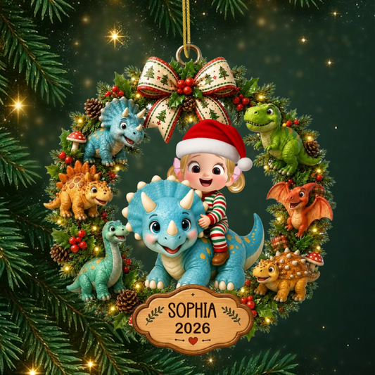 MignonEnfantEtDinosaurCouronne_CadeauPersonnaliseOrnementEnAcryliquePourEnfants_2