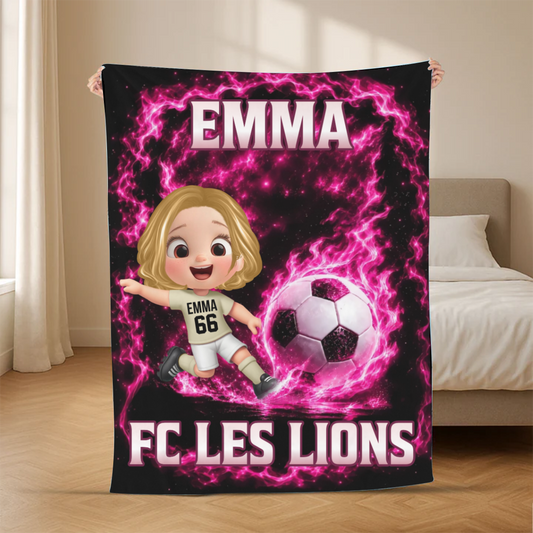 MignonPetitJoueurDeFootballPrenomEtNomD_Equipe_CadeauPersonnalisePlaidEnPolairePourEnfants_2