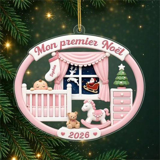 MonPremierNoelChambreDeBebe_CadeauPersonnaliseOrnementEnAcryliquePourNouveau Ne
