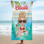 MotifFilleSurBouee CadeauD_etePersonnaliseServietteDePlagePourMeilleureAmie_1