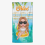 MotifFilleSurBouee CadeauD_etePersonnaliseServietteDePlagePourMeilleureAmie_1