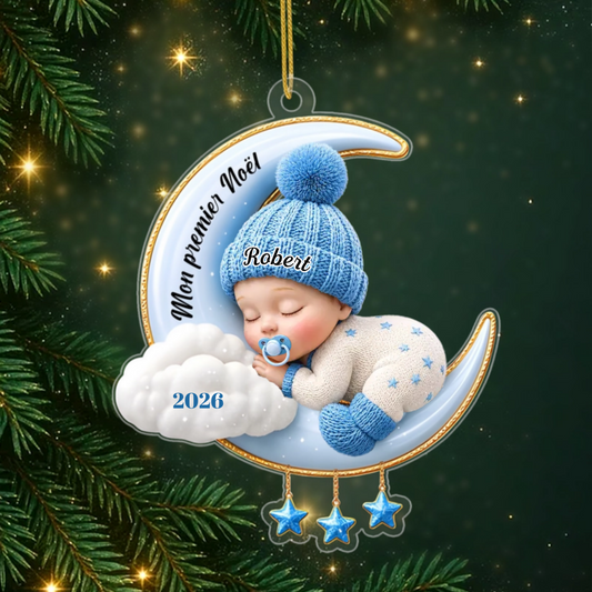 NotrePetitMiracleEstArrive_CadeauPersonnaliseOrnementEnAcryliquePourNouveau Ne