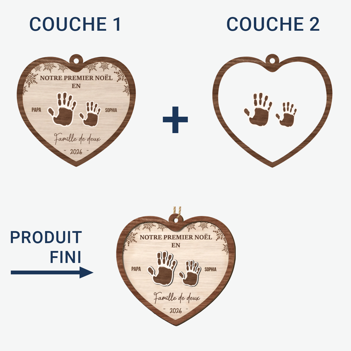 NotrePremierNoelEnFamille_CadeauPersonnaliseOrnementEnBoisA2CouchesPourLaFamille_4