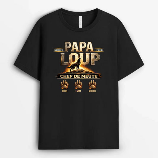 Papa_Wolf_Avec_Prenoms_Des_Enfants_ _Cadeau_Personnalise_T Shirt_Pour_Papa_Et_Grand Pere
