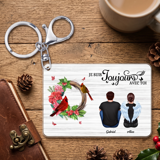 PapillonJeSuisToujoursAvecToiSouvenir_CadeauPersonnalisePorte ClesAcryliquePourLaFamille