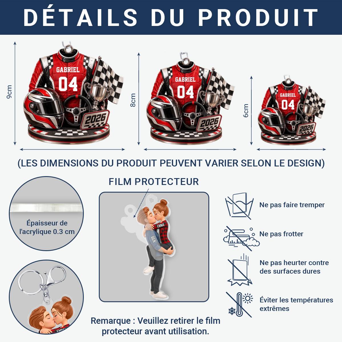 PassionPourLaCourse CadeauPersonnalise_Porte ClesEnAcryliquePourPilotesDeCourse