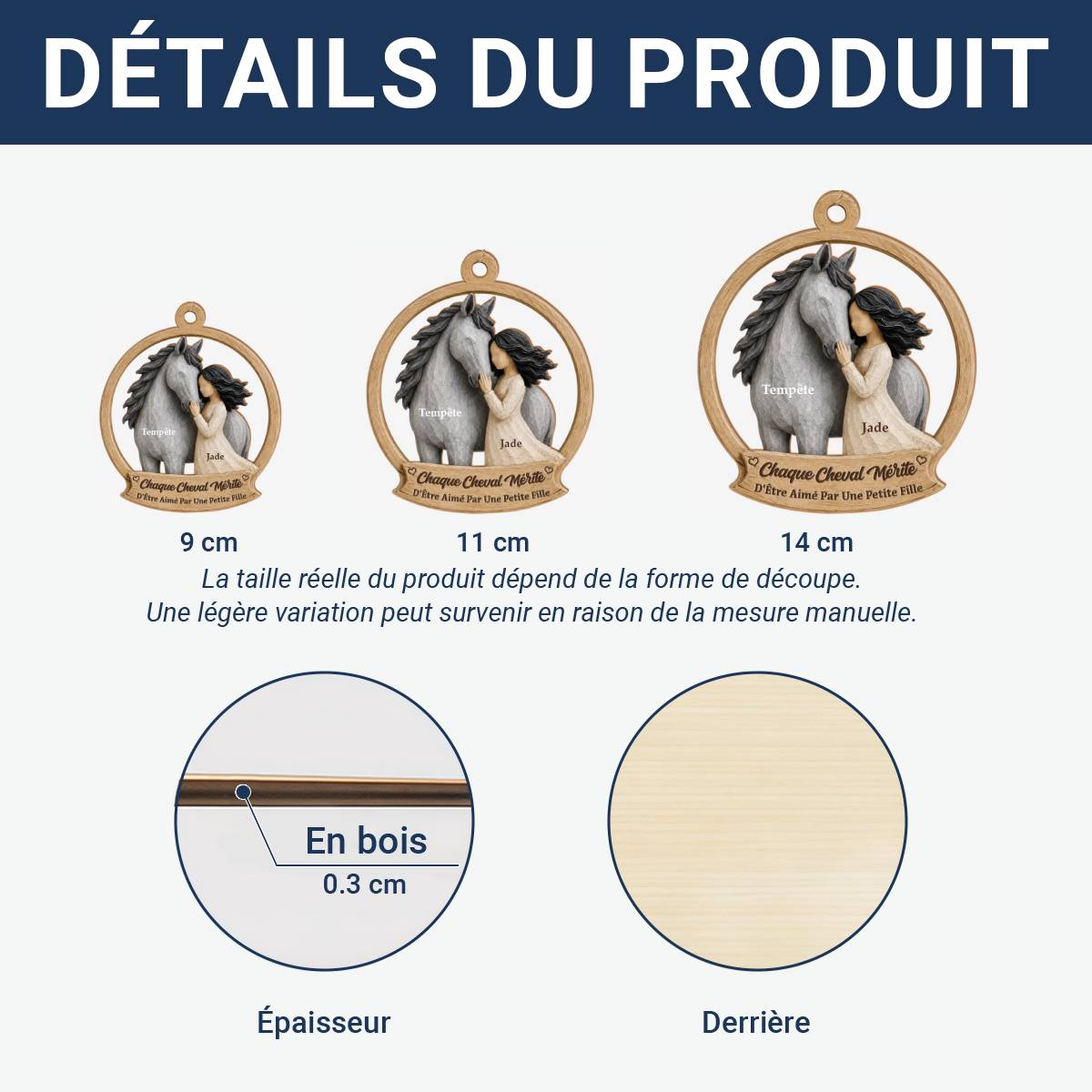 Passionn_e_De_Chevaux_ _Cadeau_Personnalis_Ornement_En_Bois_1_Couche_Pour_Filles_Passionn_es_De_Chevaux