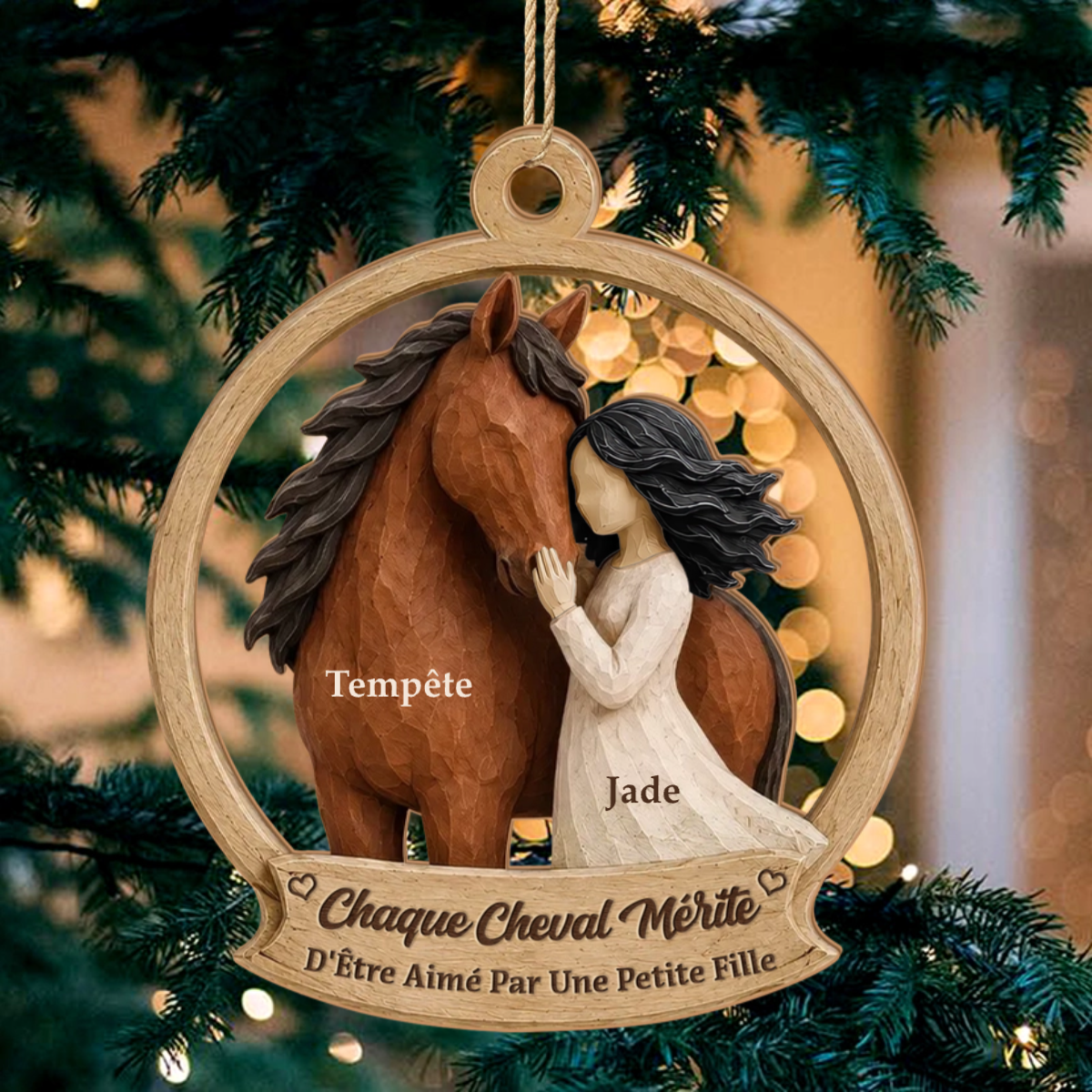 Passionnee_De_Chevaux_ _Cadeau_Personnalise_Ornement_En_Bois_A_1_Couche_Pour_Filles_Passionnees_De_Chevaux_4