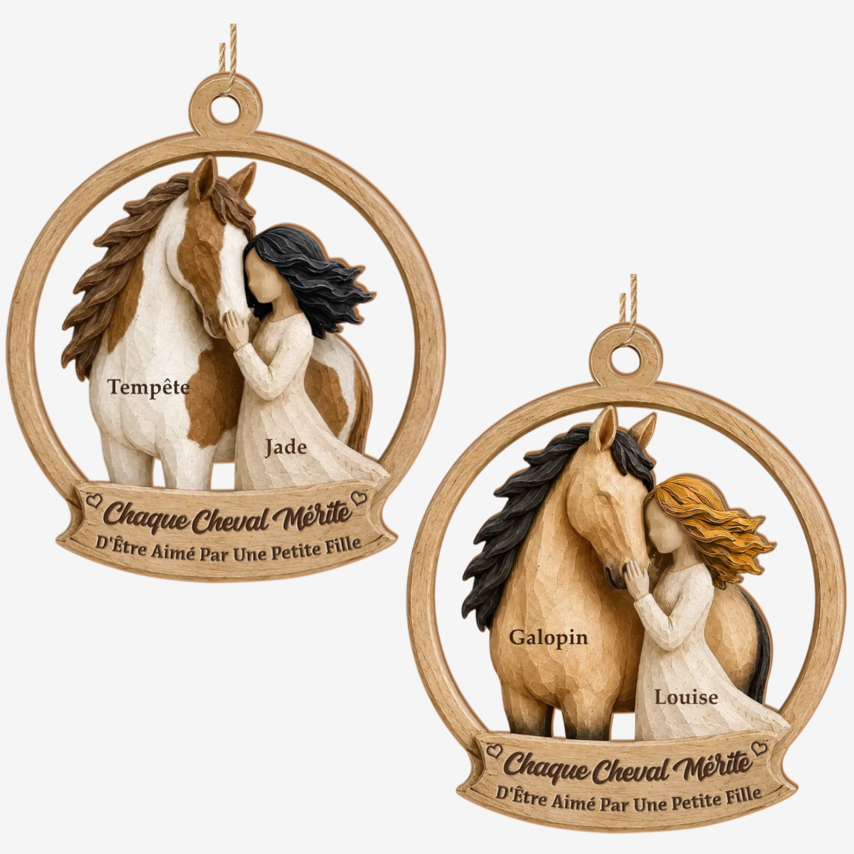 Passionnee_De_Chevaux_ _Cadeau_Personnalise_Ornement_En_Bois_A_1_Couche_Pour_Filles_Passionnees_De_Chevaux_5