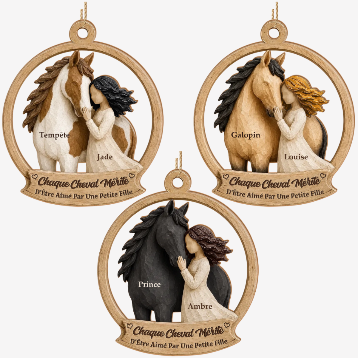 Passionnee_De_Chevaux_ _Cadeau_Personnalise_Ornement_En_Bois_A_1_Couche_Pour_Filles_Passionnees_De_Chevaux_6