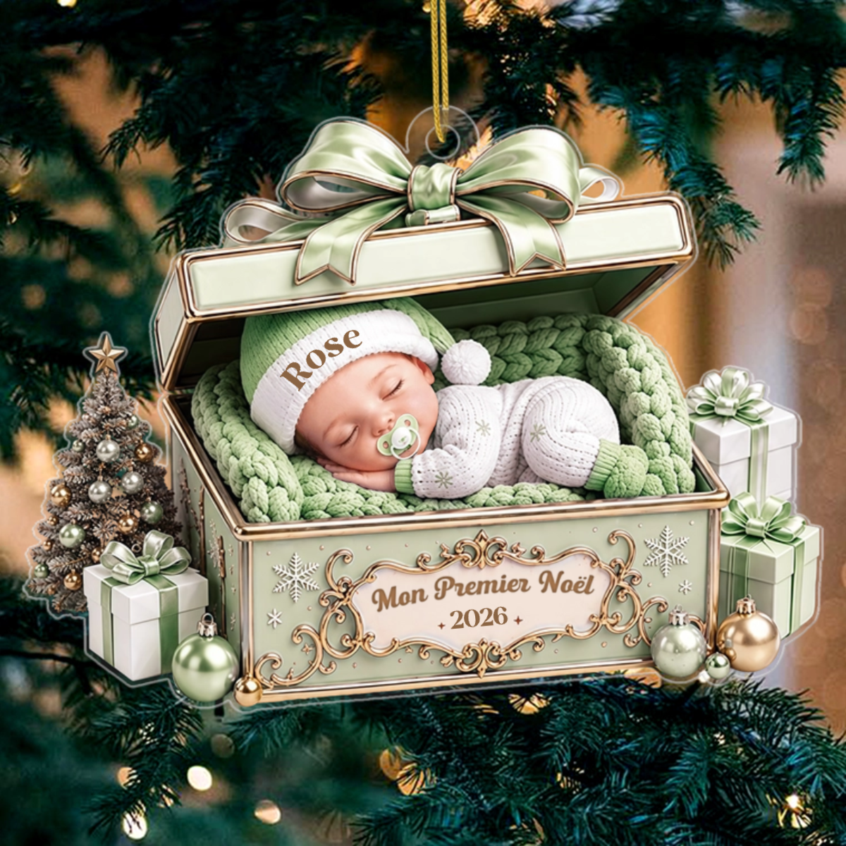 PetitTresorDeNoel CadeauPersonnalise_DecorationDeNoelEnAcryliquePourLePremierNoelDesJeunesParents3