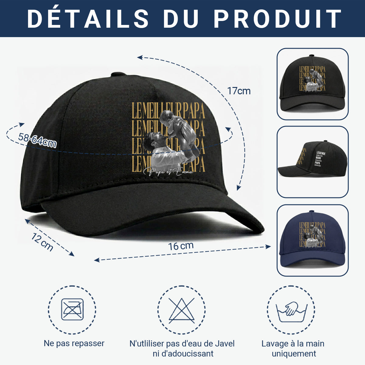 Photo_Personnalisee_Le_Meilleur_Papa_Vintage_ _Cadeau_Fete_Des_Peres_ _Cadeau_Personnalise_Casquette_Pour_Papa_1