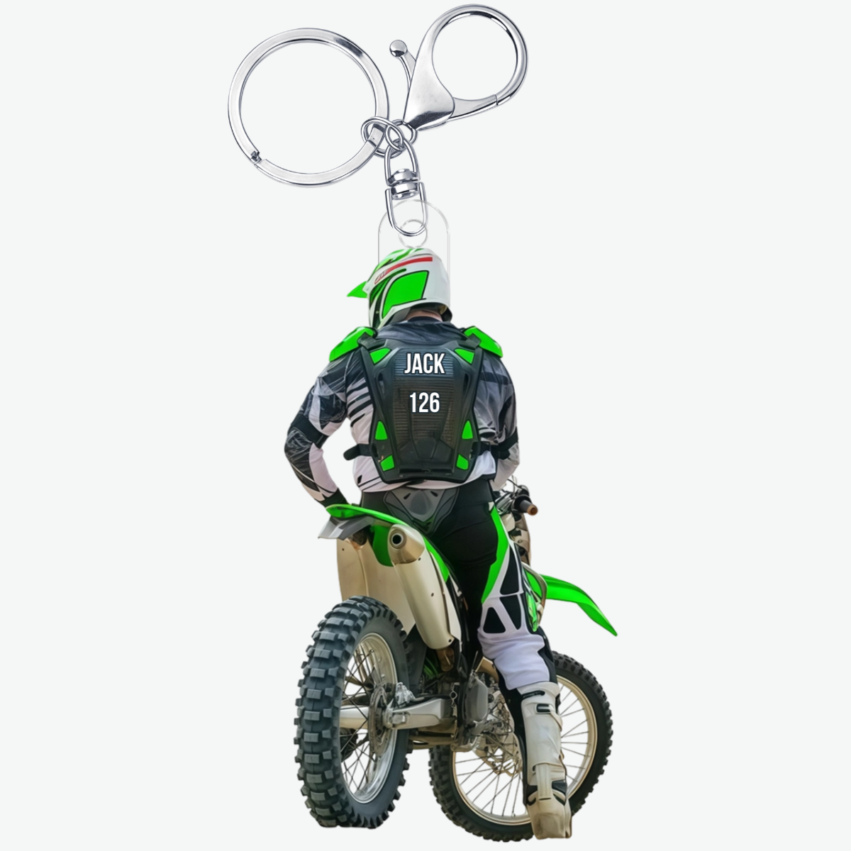 PiloteDeMotocrossAvecNom_NumeroPersonnalises_CadeauPersonnalisePorte ClesEnAcryliquePourFansDeMotocross