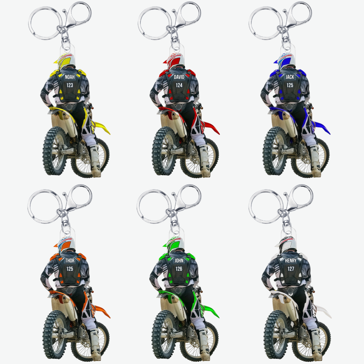 PiloteDeMotocrossAvecNom_NumeroPersonnalises_CadeauPersonnalisePorte ClesEnAcryliquePourFansDeMotocross_2