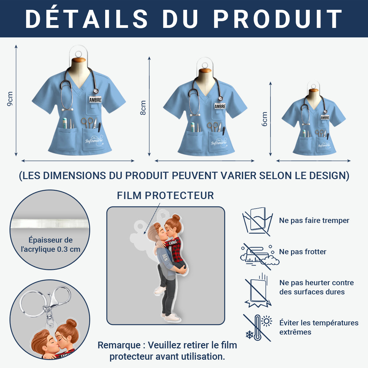 Porte cl_Acrylique_Personnalis_Infirmi_re_Avec_Pr_nom_Cadeau_Pour_Infirmi_re_Aide_soignante_Sage_femme_4