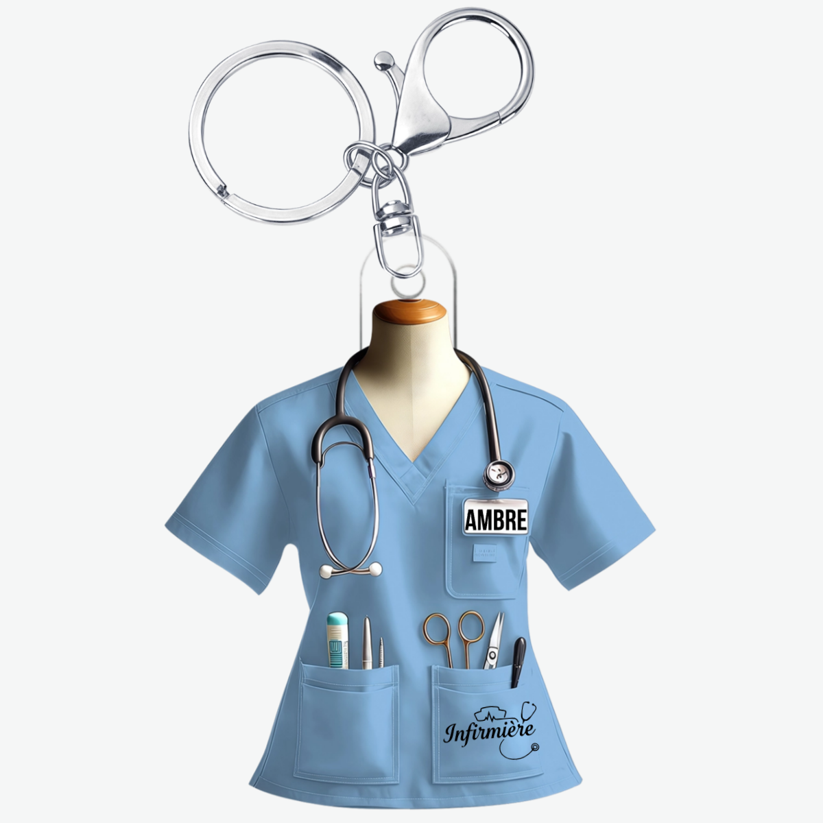 Porte cleAcryliquePersonnaliseInfirmiereAvecPrenomCadeauPourInfirmiere_Aidesoignante_Sagefemme_1
