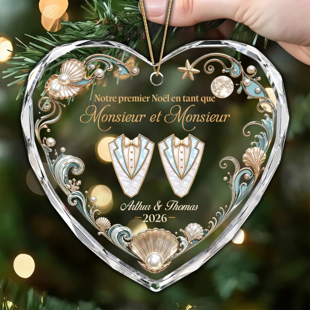 PremierNoelD_Amour CadeauPersonnalise_OrnementCoeurEnVerrePourCouples3