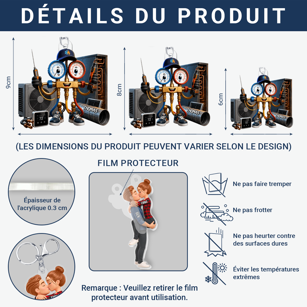TechnicienClimatisation_ChauffagePersonnalise_CadeauPersonnalisePorte ClesEnAcryliquePourFrigoristes_3