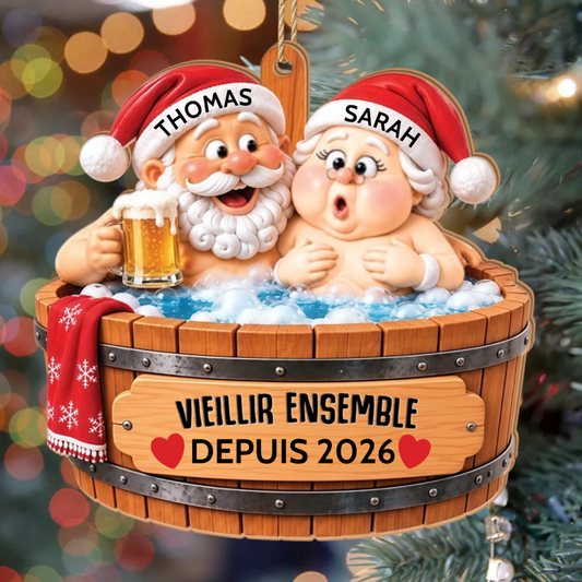 Vieillir_Ensemble_ _Cadeau_Personnalis_Ornement_De_No_l_En_Bois_1_Couche_Pour_Couples2